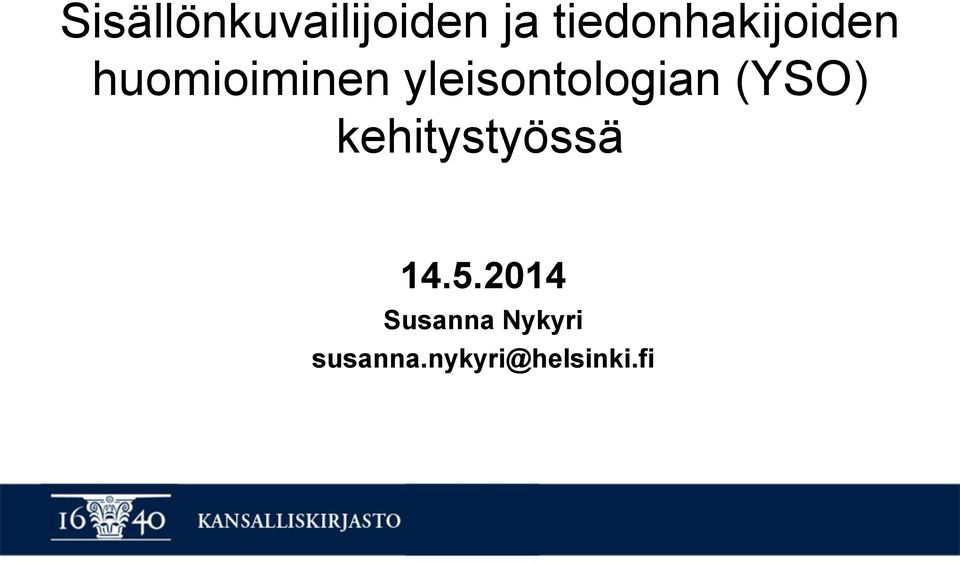 yleisontologian (YSO) kehitystyössä