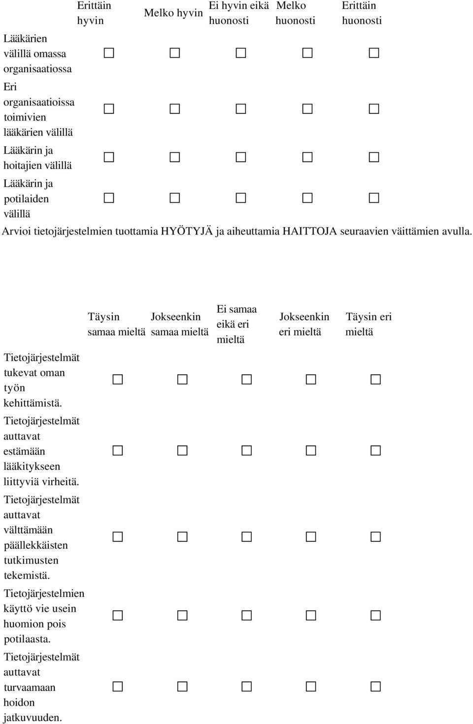 Tietojärjestelmät tukevat oman työn kehittämistä. Tietojärjestelmät auttavat estämään lääkitykseen liittyviä virheitä.