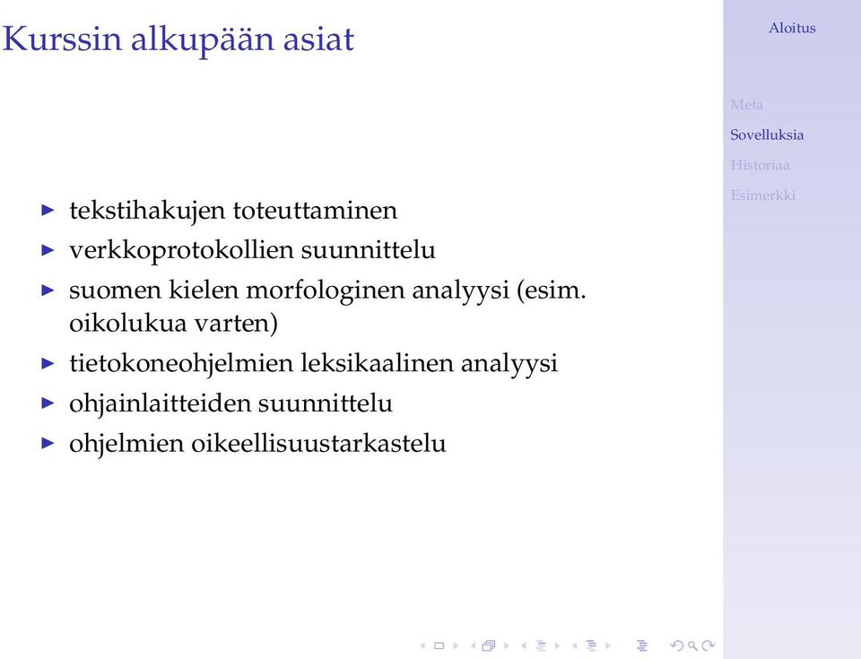 analyysi (esim.