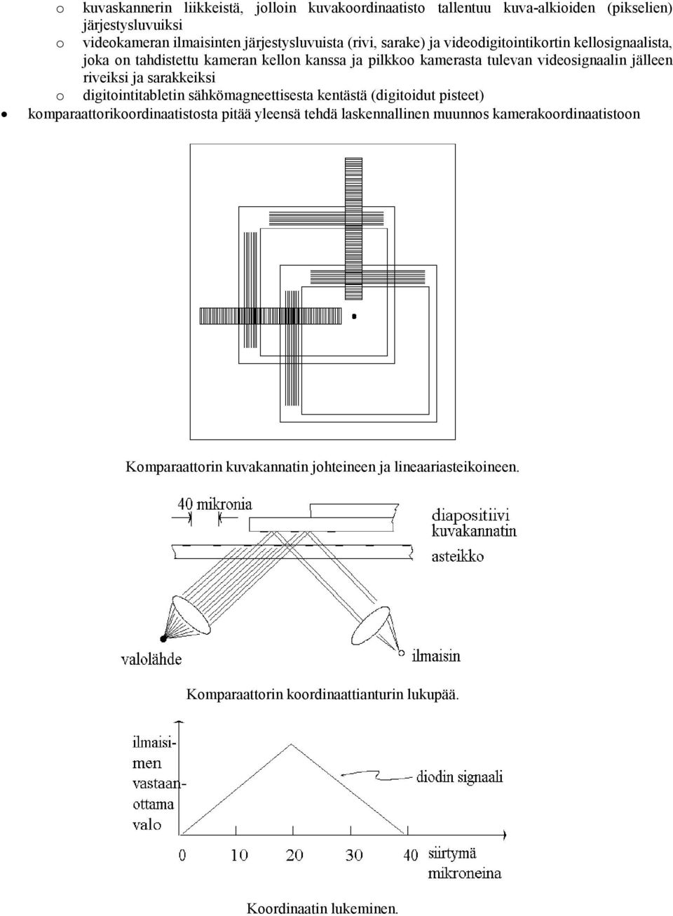riveiksi ja sarakkeiksi o digitointitabletin sähkömagneettisesta kentästä (digitoidut pisteet) komparaattorikoordinaatistosta pitää yleensä tehdä