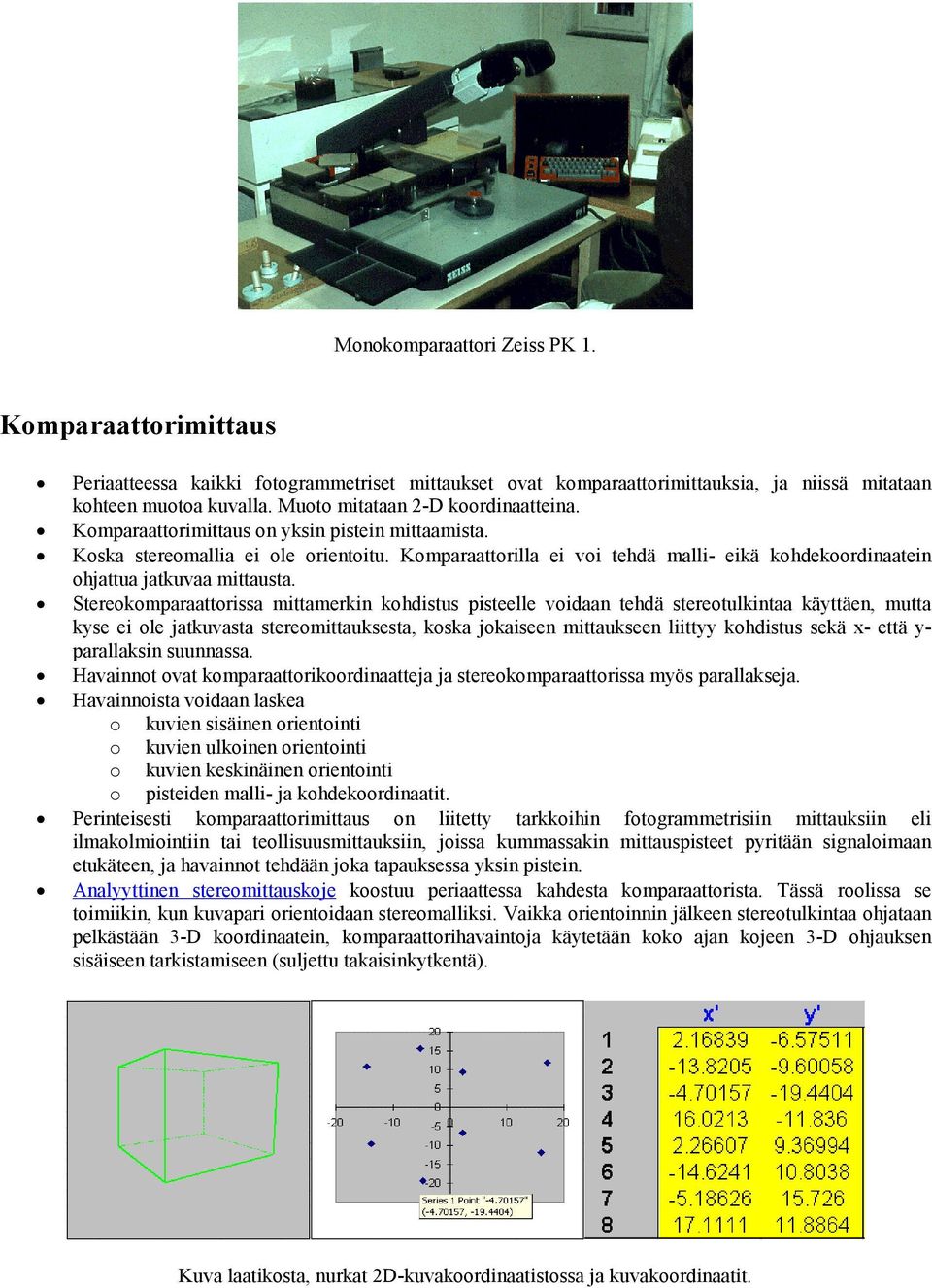 Komparaattorilla ei voi tehdä malli- eikä kohdekoordinaatein ohjattua jatkuvaa mittausta.