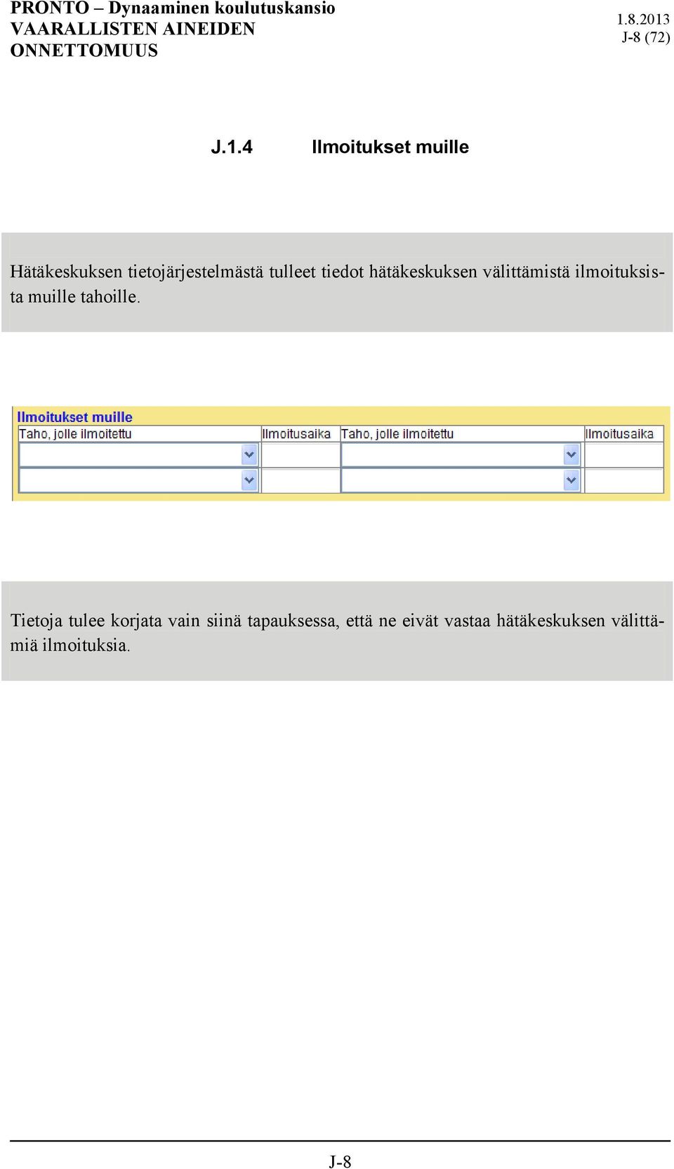 tiedot hätäkeskuksen välittämistä ilmoituksista muille