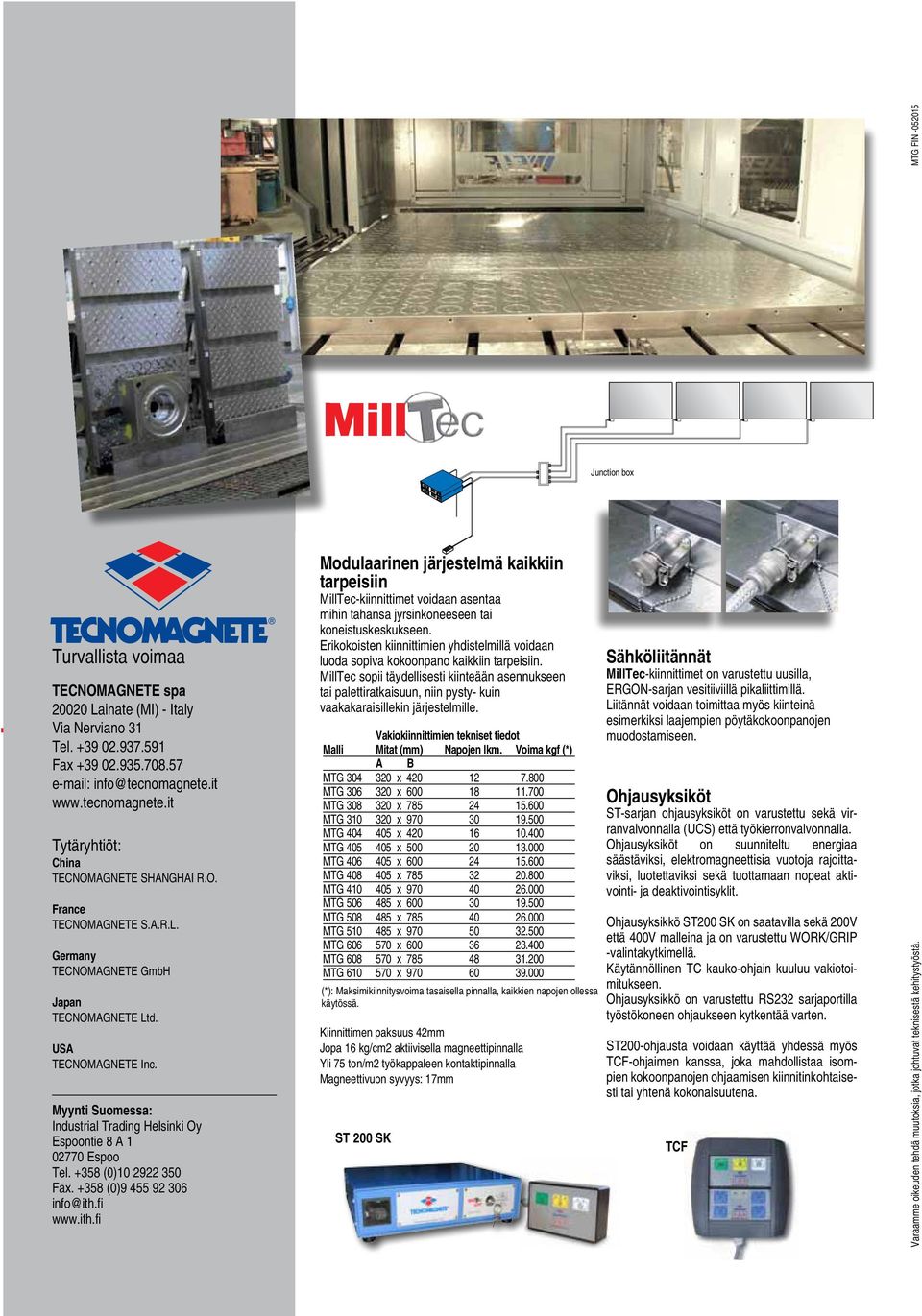 fi www.ith.fi MillTec-kiinnittimet voidaan asentaa mihin tahansa jyrsinkoneeseen tai koneistuskeskukseen. Erikokoisten kiinnittimien yhdistelmillä voidaan luoda sopiva kokoonpano kaikkiin tarpeisiin.