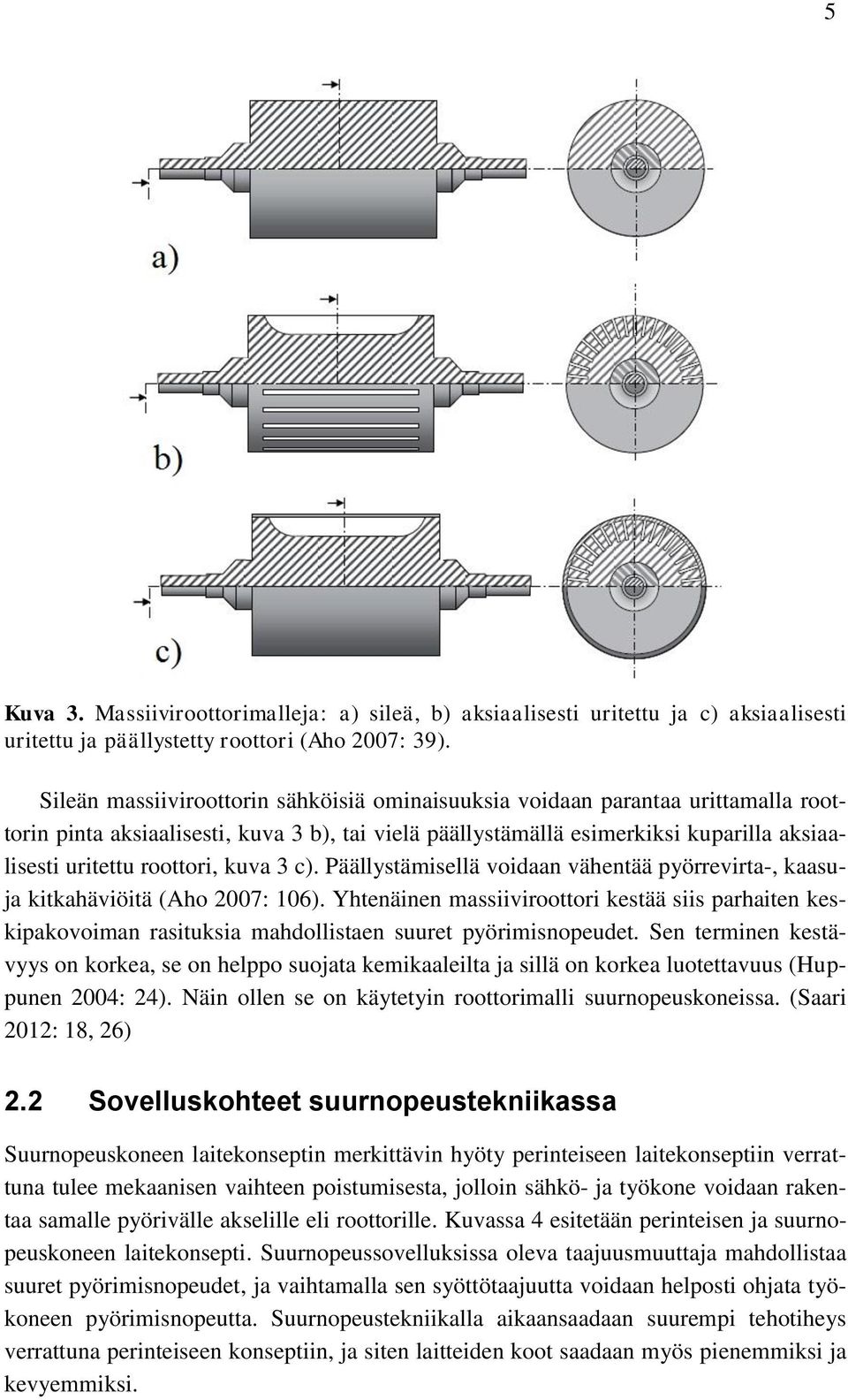 kuva 3 c). Päällystämisellä voidaan vähentää pyörrevirta-, kaasuja kitkahäviöitä (Aho 2007: 106).