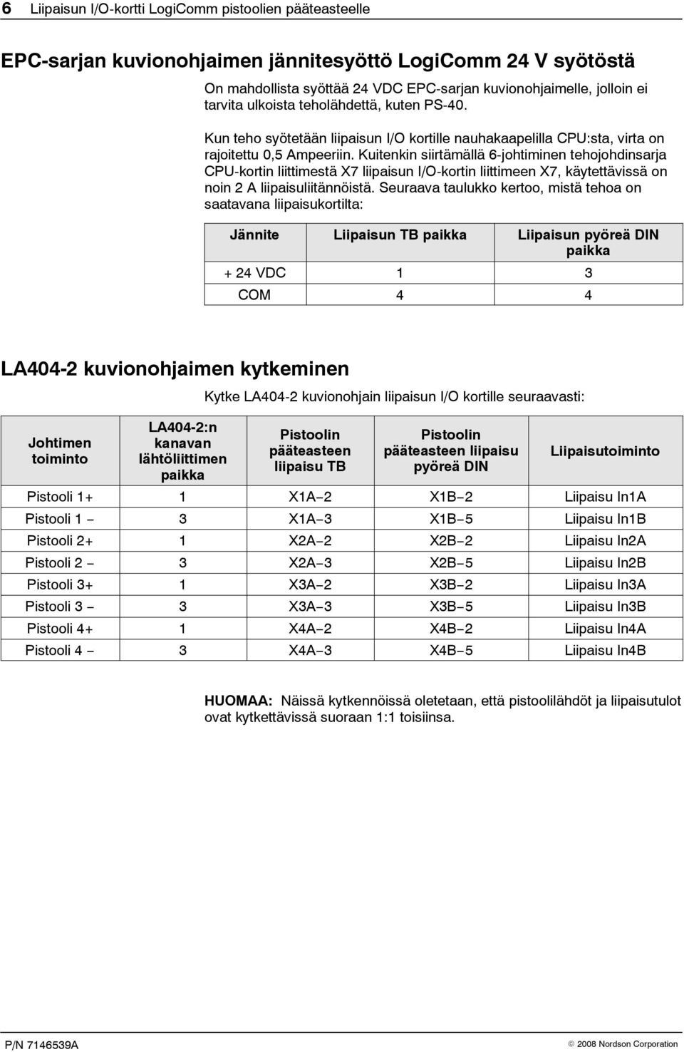 Kuitenkin siirtämällä 6-johtiminen tehojohdinsarja CPU-kortin liittimestä X7 liipaisun I/O-kortin liittimeen X7, käytettävissä on noin 2 A liipaisuliitännöistä.