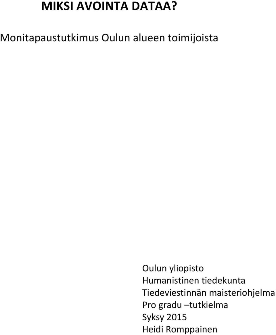 Oulun yliopisto Humanistinen tiedekunta
