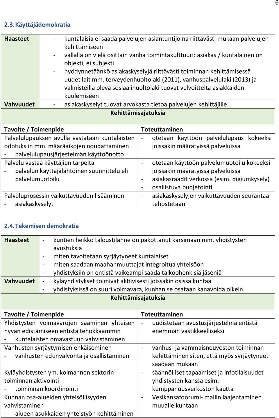 on objekti, ei subjekti - hyödynnetäänkö asiakaskyselyjä riittävästi toiminnan kehittämisessä - uudet lait mm.