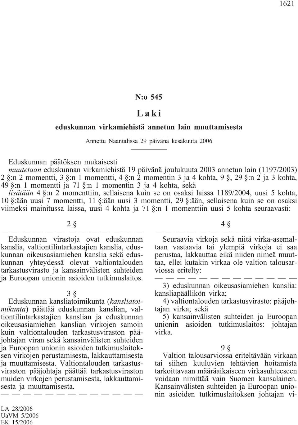 momenttiin, sellaisena kuin se on osaksi laissa 1189/2004, uusi 5 kohta, 10 :ään uusi 7 momentti, 11 :ään uusi 3 momentti, 29 :ään, sellaisena kuin se on osaksi viimeksi mainitussa laissa, uusi 4