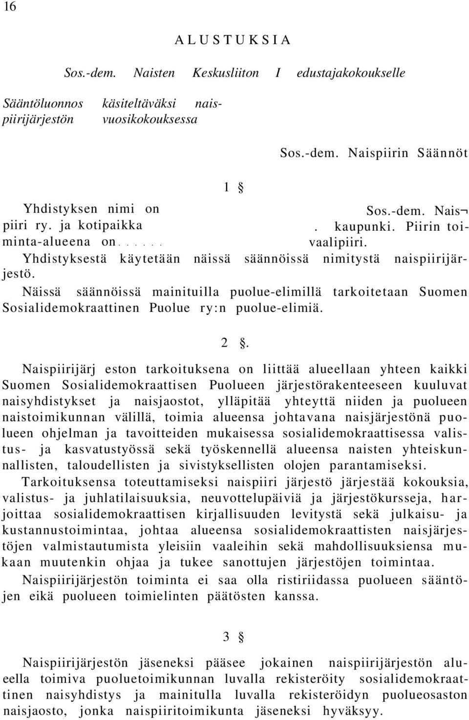 Näissä säännöissä mainituilla puolue-elimillä tarkoitetaan Suomen Sosialidemokraattinen Puolue ry:n puolue-elimiä. 2.