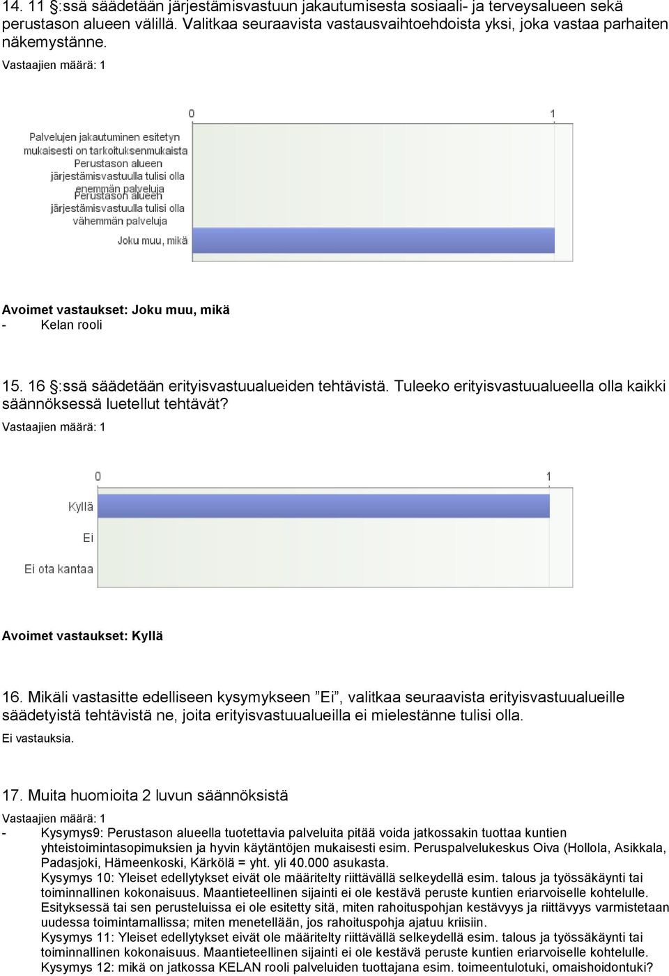 :ssä säädetään erityisvastuualueiden tehtävistä. Tuleeko erityisvastuualueella olla kaikki säännöksessä luetellut tehtävät? 16.