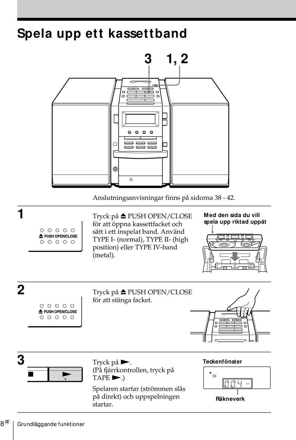 Använd TYPE I- (normal), TYPE II- (high position) eller TYPE IV-band (metal).