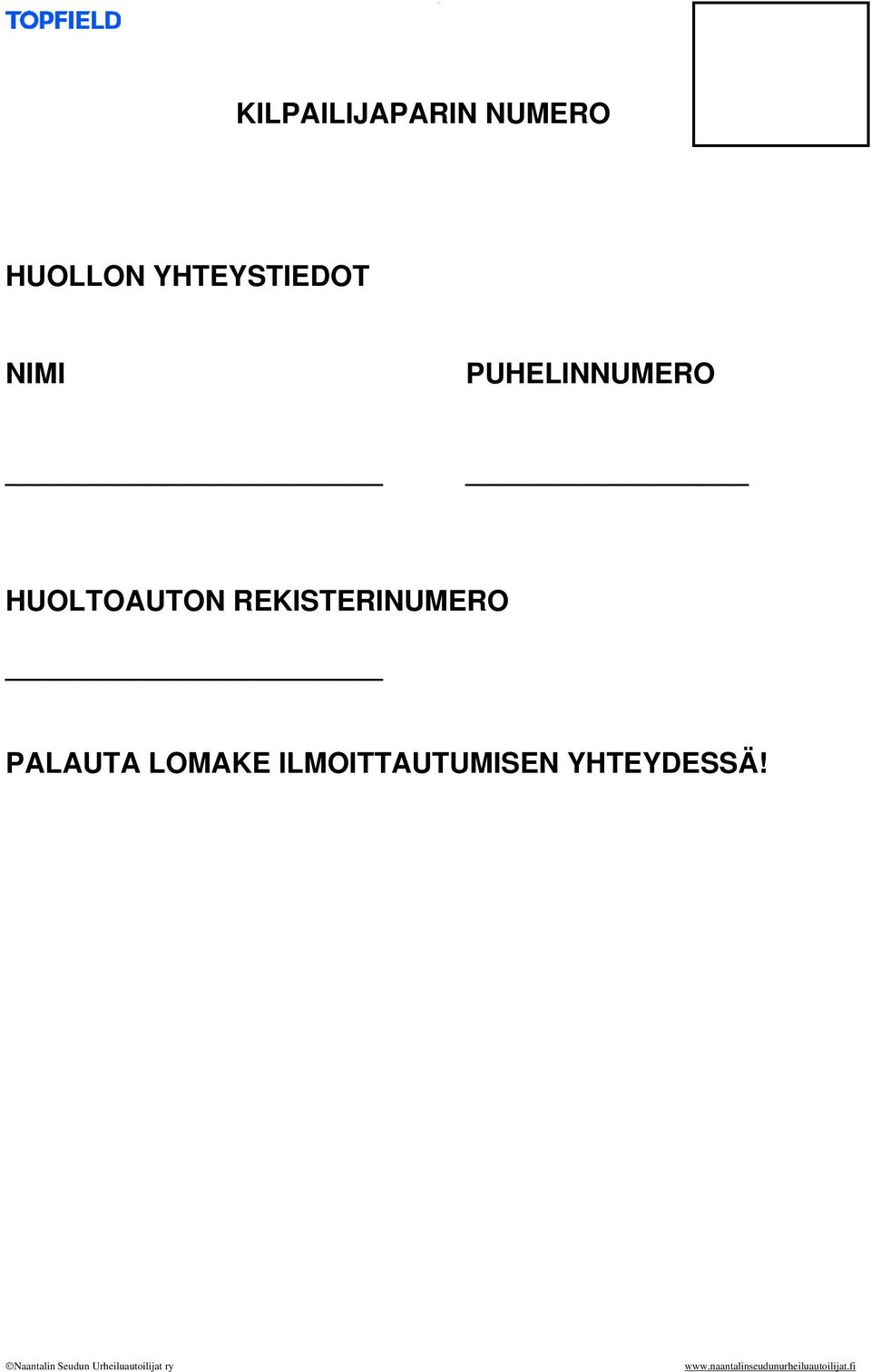 HUOLTOAUTON REKISTERINUMERO