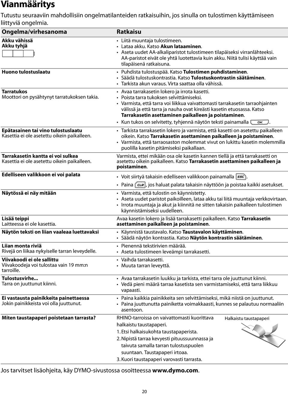 asetettu oikein paikalleen Liitä muuntaja tulostimeen Lataa akku Katso Akun lataaminen Aseta uudet AA-alkaliparistot tulostimeen tilapäiseksi virranlähteeksi AA-paristot eivät ole yhtä luotettavia