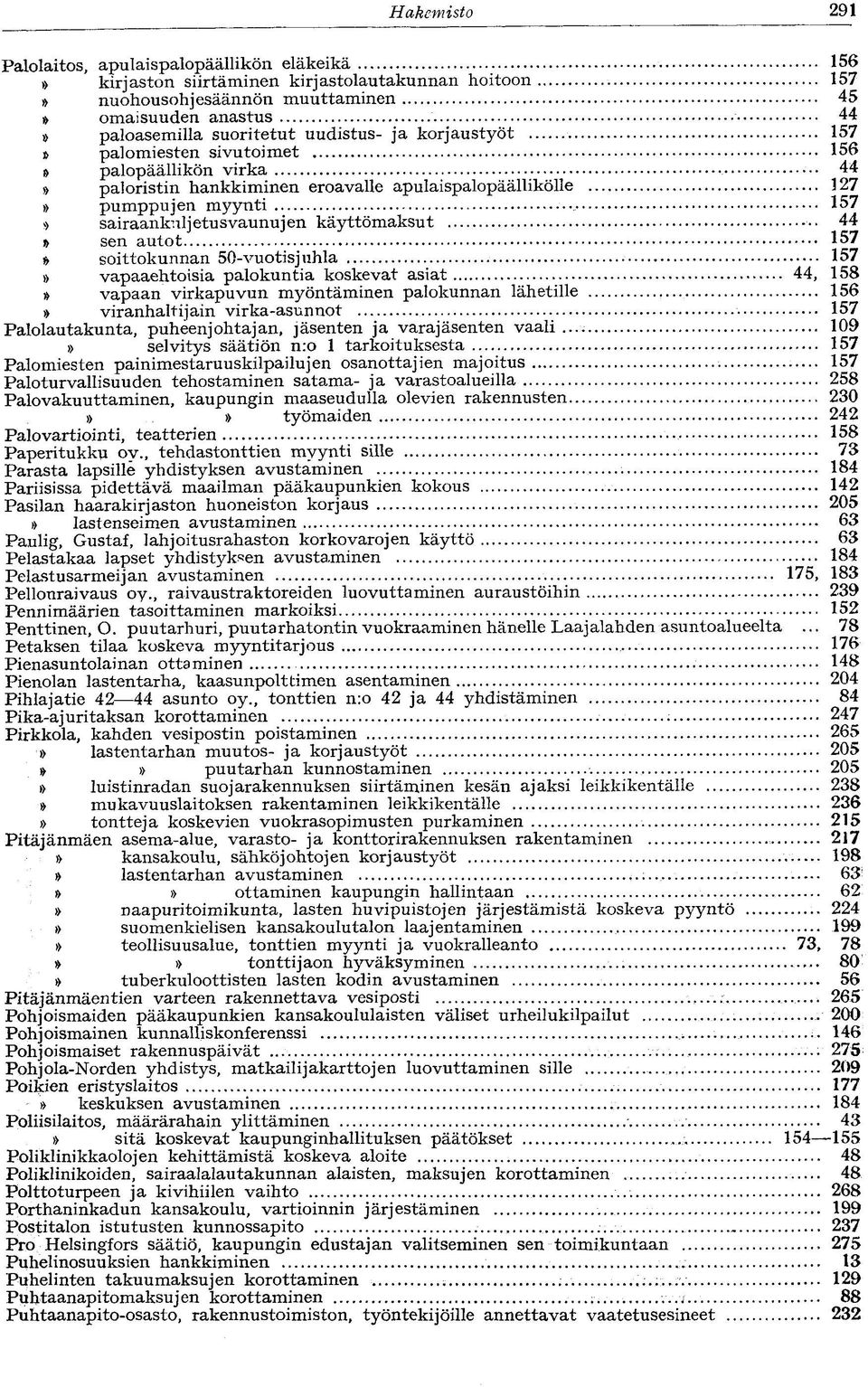 eroavalle apulaispalopäällikölle 127 pumppujen myynti 157 sairaankuljetus vaunujen käyttömaksut sen autot 44 157 soittokunnan 50-vuotisjuhla 157 vapaaehtoisia palokuntia koskevat asiat 44, 158 vapaan