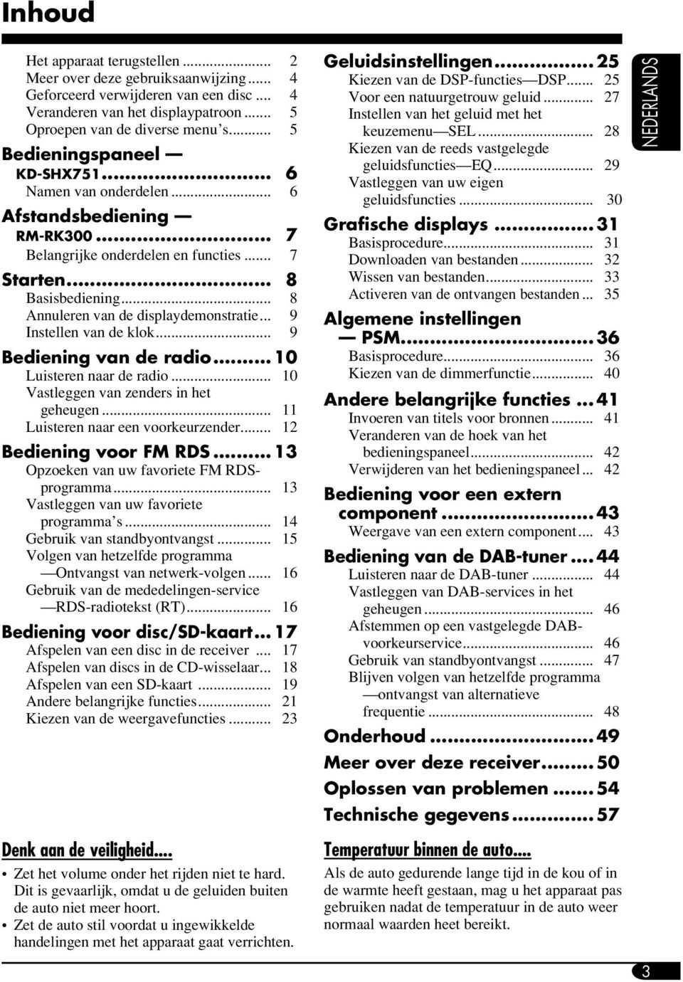 .. 8 Annuleren van de displaydemonstratie... 9 Instellen van de klok... 9 Bediening van de radio... 10 Luisteren naar de radio... 10 Vastleggen van zenders in het geheugen.