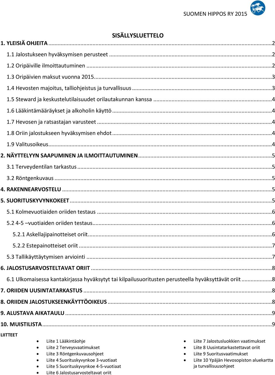 ..4 1.8 Oriin jalostukseen hyväksymisen ehdot...4 1.9 Valitusoikeus...4 2. NÄYTTELYYN SAAPUMINEN JA ILMOITTAUTUMINEN...5 3.1 Terveydentilan tarkastus...5 3.2 Röntgenkuvaus...5 4. RAKENNEARVOSTELU...5 5.