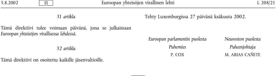 virallisessa lehdessä.