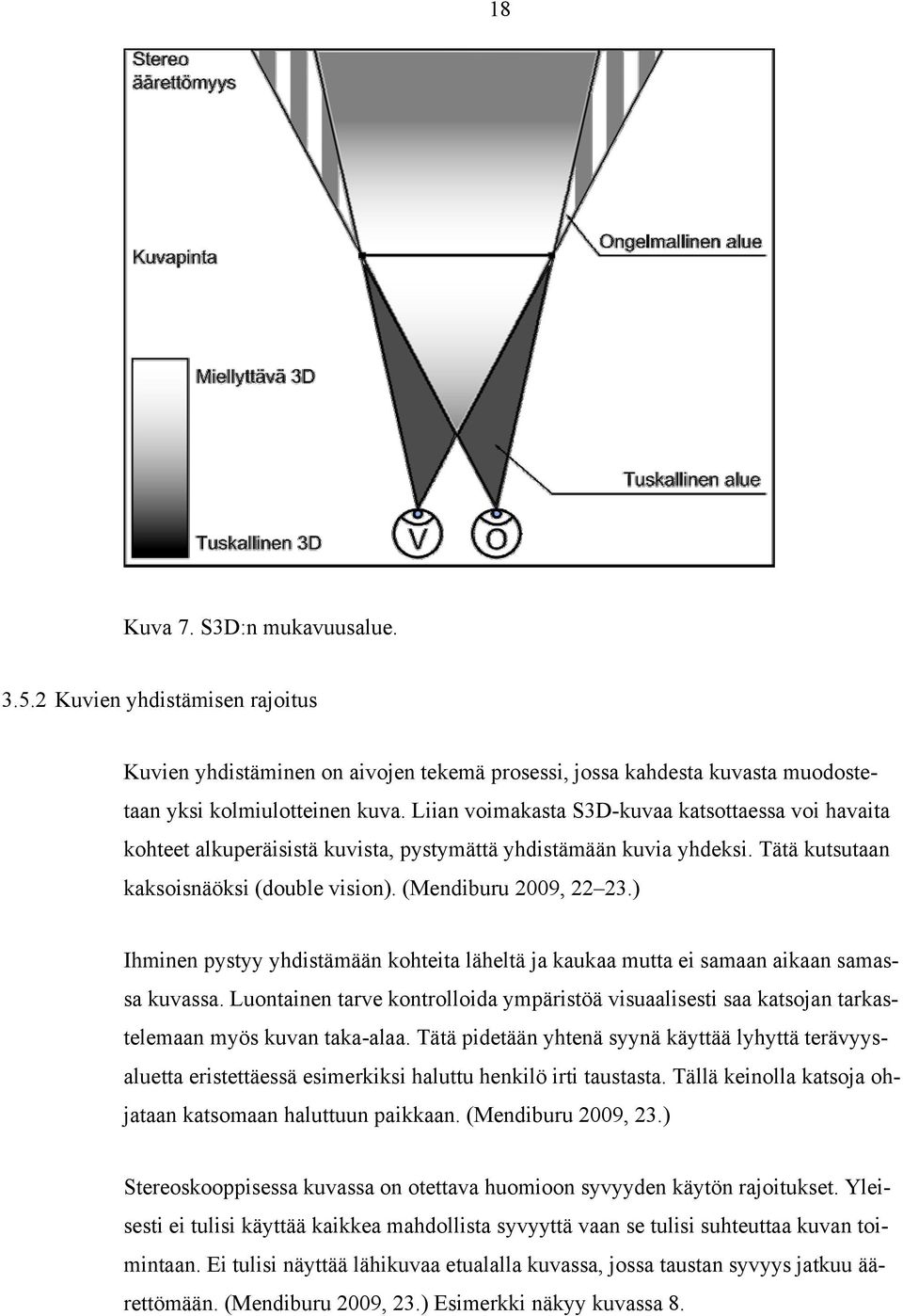 ) Ihminen pystyy yhdistämään kohteita läheltä ja kaukaa mutta ei samaan aikaan samassa kuvassa. Luontainen tarve kontrolloida ympäristöä visuaalisesti saa katsojan tarkastelemaan myös kuvan taka-alaa.