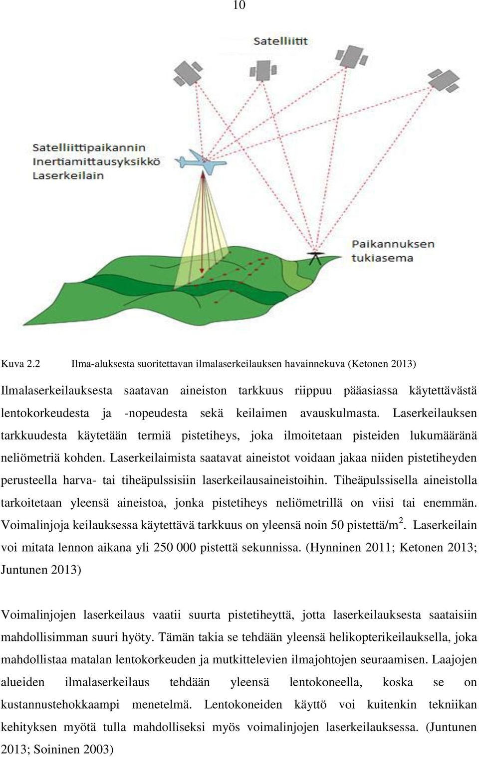 keilaimen avauskulmasta. Laserkeilauksen tarkkuudesta käytetään termiä pistetiheys, joka ilmoitetaan pisteiden lukumääränä neliömetriä kohden.