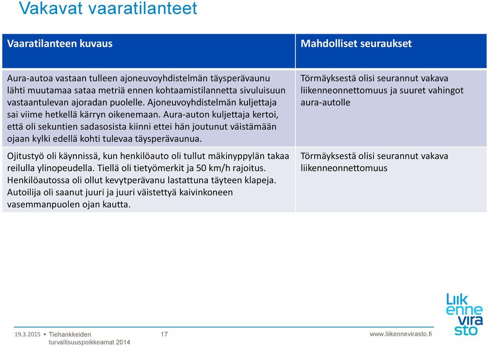 Aura-auton kuljettaja kertoi, että oli sekuntien sadasosista kiinni ettei hän joutunut väistämään ojaan kylki edellä kohti tulevaa täysperävaunua.