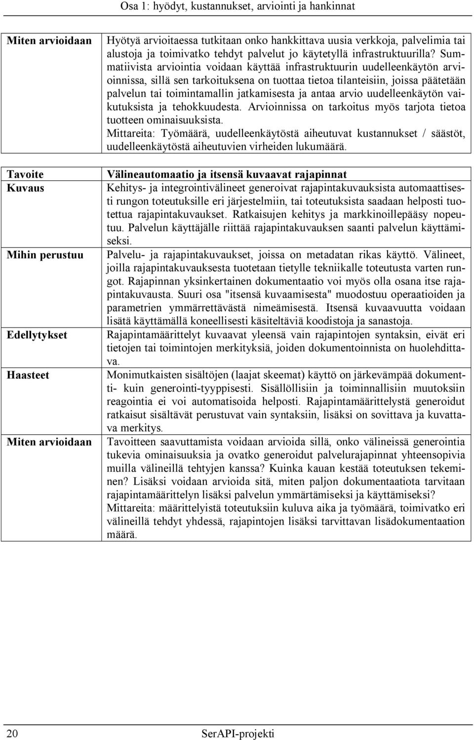 Summatiivista arviointia voidaan käyttää infrastruktuurin uudelleenkäytön arvioinnissa, sillä sen tarkoituksena on tuottaa tietoa tilanteisiin, joissa päätetään palvelun tai toimintamallin