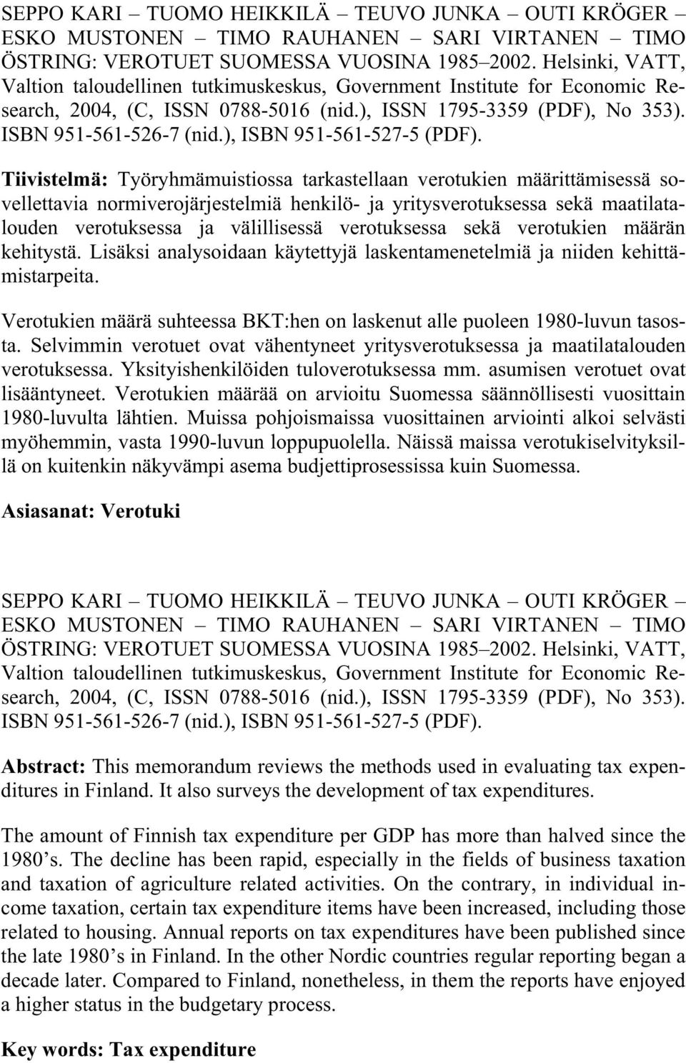 ), ISBN 951-561-527-5 (PDF).