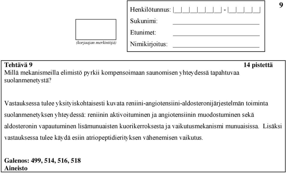 yhteydessä: reniinin aktivoituminen ja angiotensiinin muodostuminen sekä aldosteronin vapautuminen lisämunuaisten kuorikerroksesta