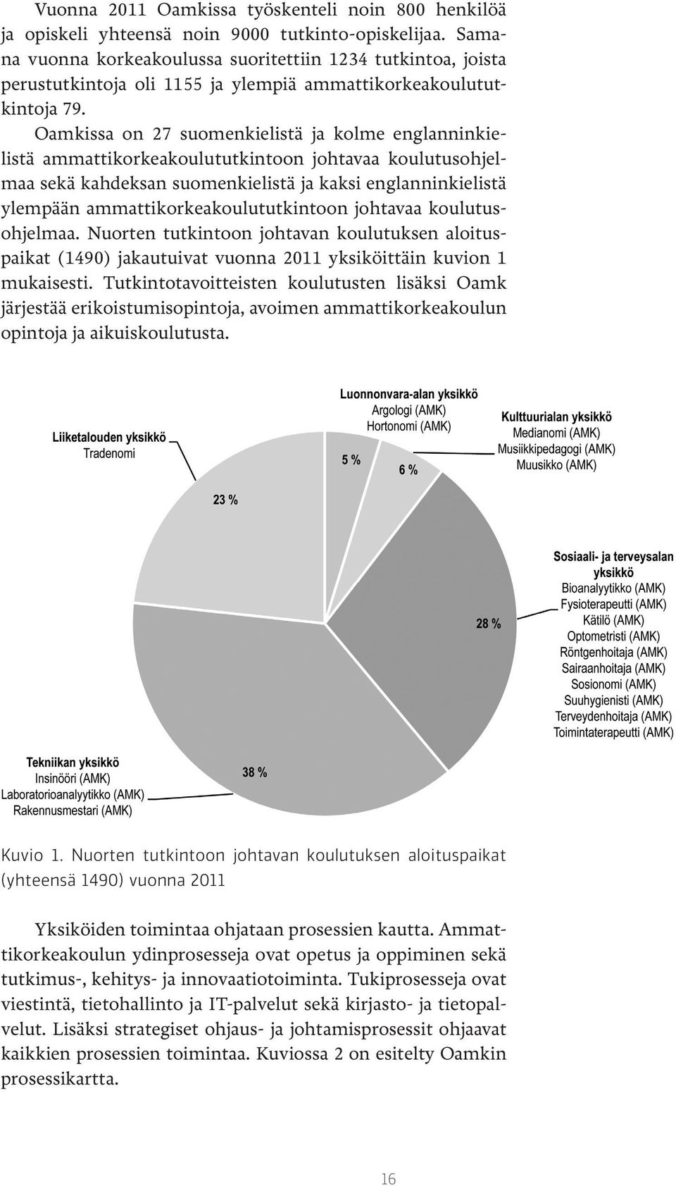 Oamkissa on 27 suomenkielistä ja kolme englanninkielistä ammattikorkeakoulututkintoon johtavaa koulutusohjelmaa sekä kahdeksan suomenkielistä ja kaksi englanninkielistä ylempään