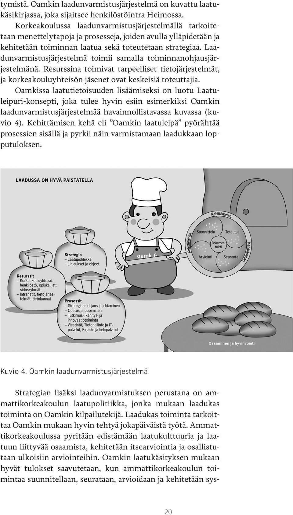 Laadunvarmistusjärjestelmä toimii samalla toiminnanohjausjärjestelmänä. Resurssina toimivat tarpeelliset tietojärjestelmät, ja korkeakouluyhteisön jäsenet ovat keskeisiä toteuttajia.