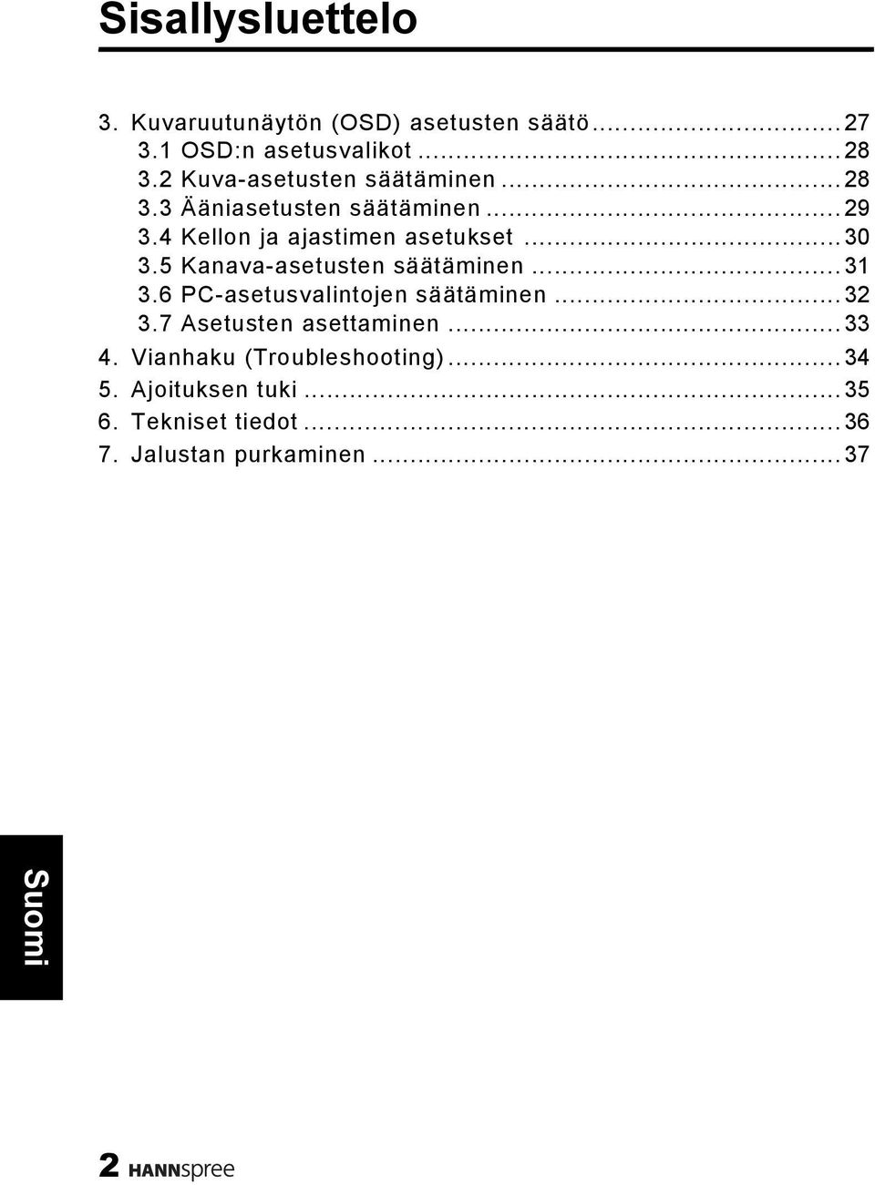 ..30 3.5 Kanava-asetusten säätäminen...31 3.6 PC-asetusvalintojen säätäminen...32 3.