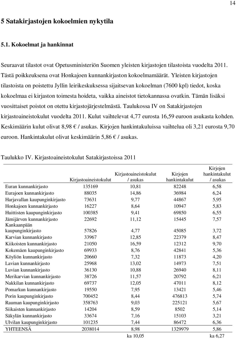 Yleisten kirjastojen tilastoista on poistettu Jyllin leirikeskuksessa sijaitsevan kokoelman (7600 kpl) tiedot, koska kokoelmaa ei kirjaston toimesta hoideta, vaikka aineistot tietokannassa ovatkin.