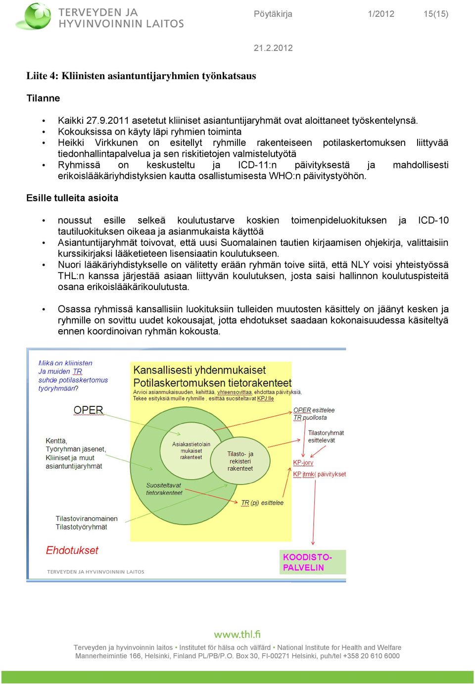 keskusteltu ja ICD-11:n päivityksestä ja mahdollisesti erikoislääkäriyhdistyksien kautta osallistumisesta WHO:n päivitystyöhön.