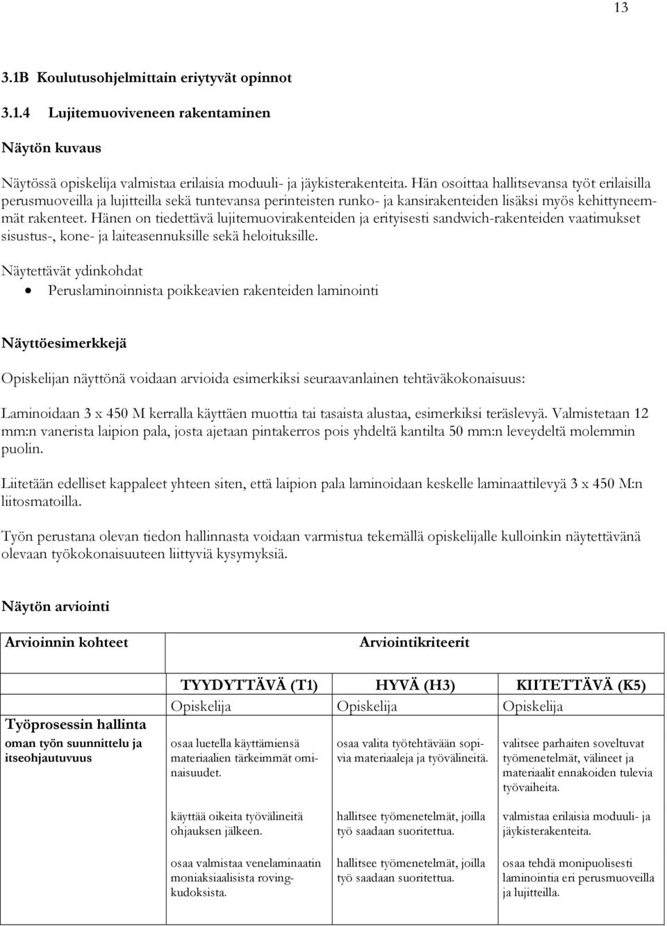 Hänen on tiedettävä lujitemuovirakenteiden ja erityisesti sandwich-rakenteiden vaatimukset sisustus-, kone- ja laiteasennuksille sekä heloituksille.
