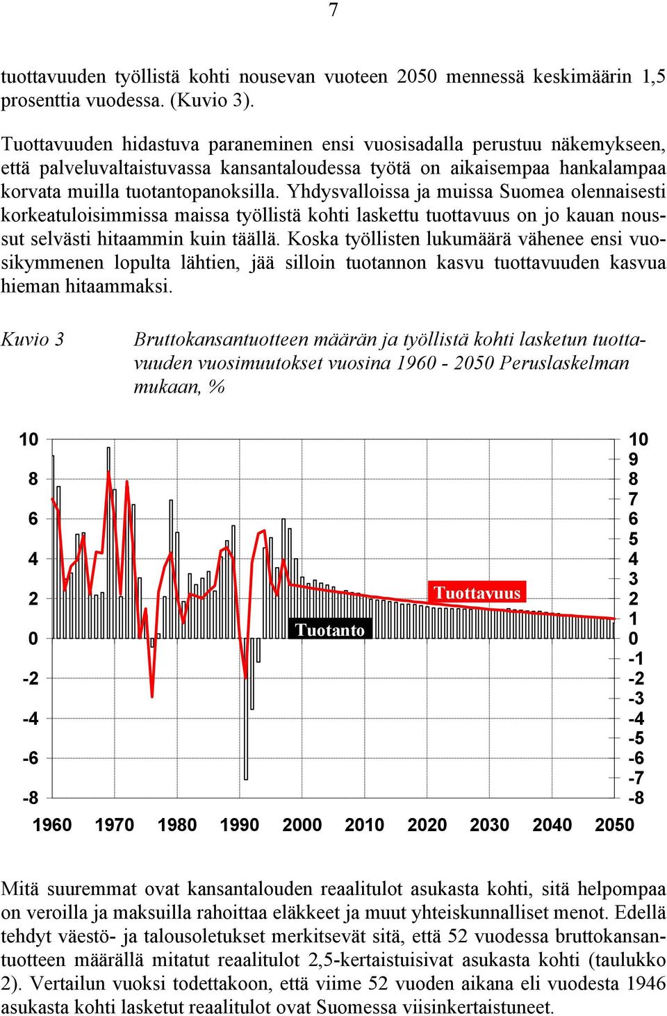 Yhdysvalloissa ja muissa Suomea olennaisesti korkeatuloisimmissa maissa työllistä kohti laskettu tuottavuus on jo kauan noussut selvästi hitaammin kuin täällä.