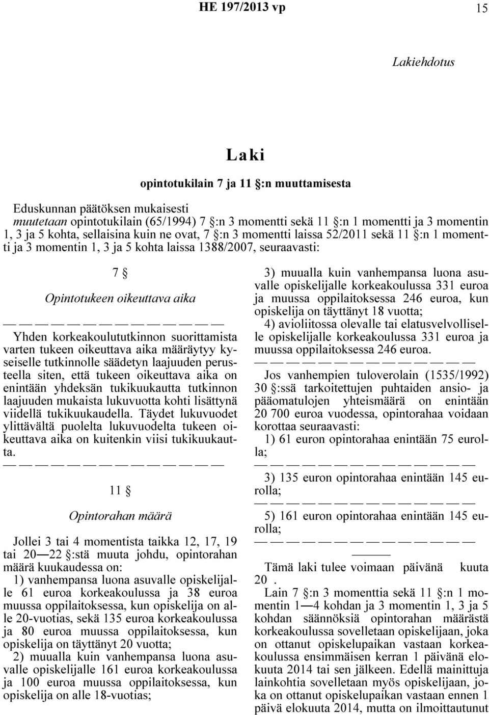 korkeakoulututkinnon suorittamista varten tukeen oikeuttava aika määräytyy kyseiselle tutkinnolle säädetyn laajuuden perusteella siten, että tukeen oikeuttava aika on enintään yhdeksän tukikuukautta