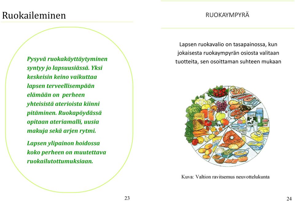 Ruokapöydässä opitaan ateriamalli, uusia makuja sekä arjen rytmi.