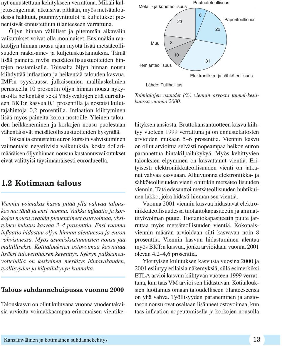 Tämä lisää paineita myös metsäteollisuustuotteiden hintojen nostamiselle. Toisaalta öljyn hinnan nousu kiihdyttää inflaatiota ja heikentää talouden kasvua.