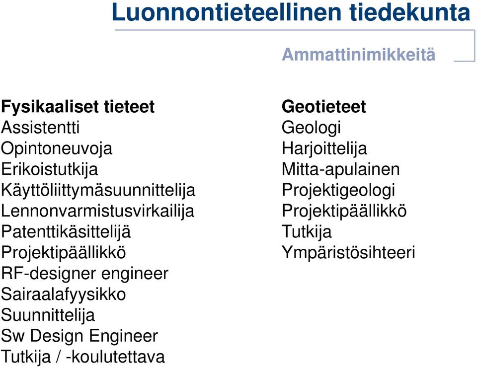 RF-designer engineer Sairaalafyysikko Suunnittelija Sw Design Engineer Tutkija /