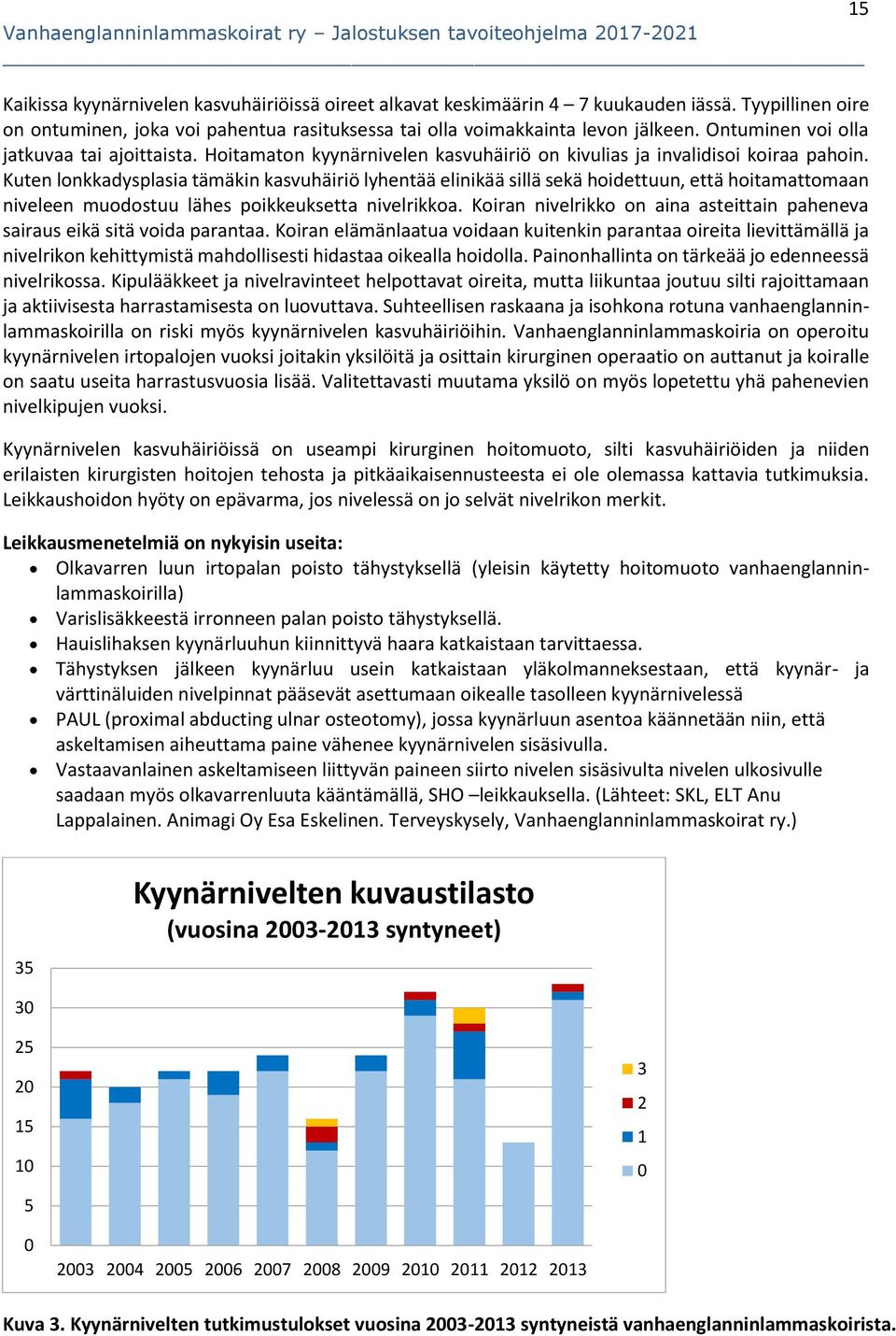 Kuten lonkkadysplasia tämäkin kasvuhäiriö lyhentää elinikää sillä sekä hoidettuun, että hoitamattomaan niveleen muodostuu lähes poikkeuksetta nivelrikkoa.