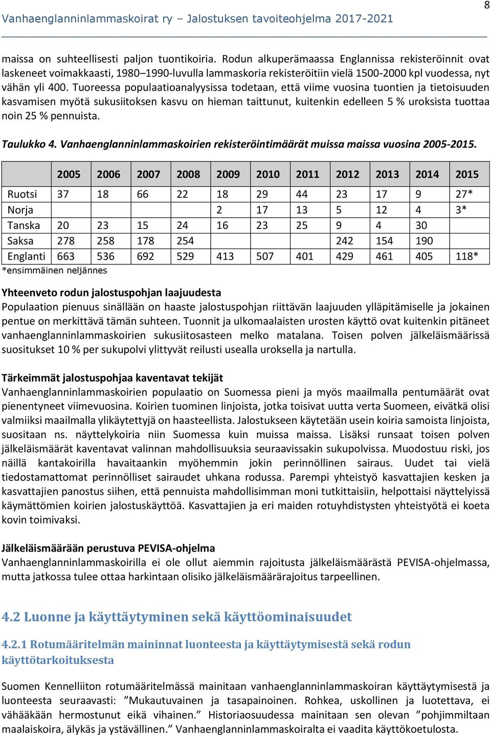 Tuoreessa populaatioanalyysissa todetaan, että viime vuosina tuontien ja tietoisuuden kasvamisen myötä sukusiitoksen kasvu on hieman taittunut, kuitenkin edelleen 5 % uroksista tuottaa noin 25 %