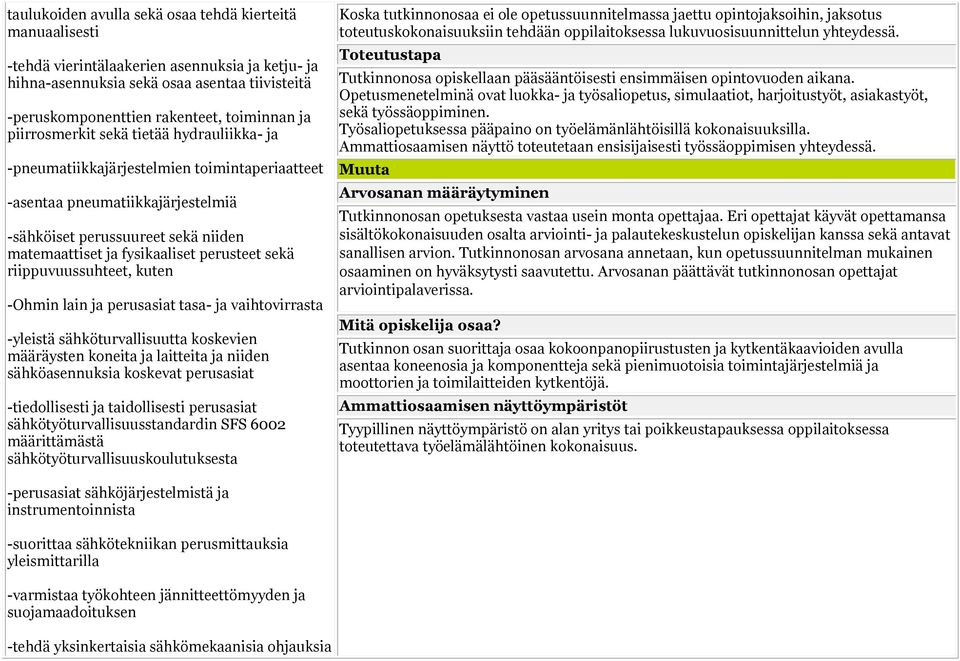 sekä riippuvuussuhteet, kuten -Ohmin lain ja perusasiat tasa- ja vaihtovirrasta -yleistä sähköturvallisuutta koskevien määräysten koneita ja laitteita ja niiden sähköasennuksia koskevat perusasiat