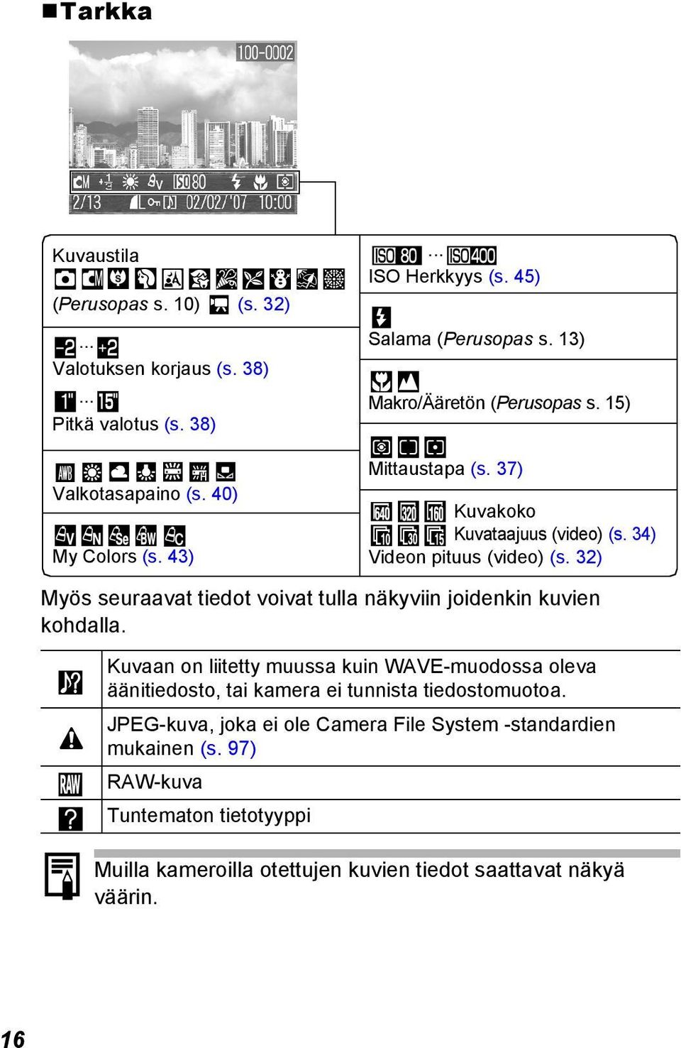 32) Myös seuraavat tiedot voivat tulla näkyviin joidenkin kuvien kohdalla.