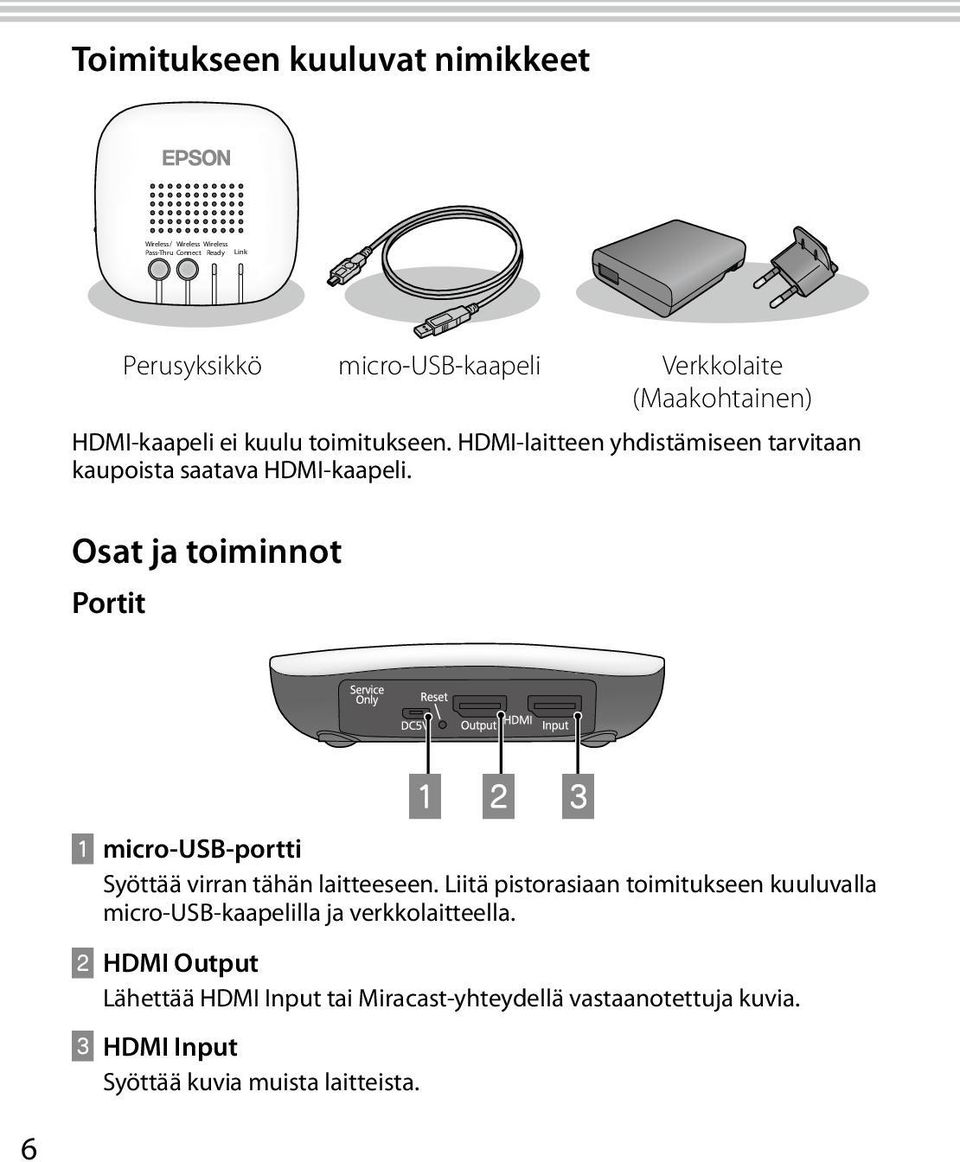 Osat ja toiminnot Portit A A micro-usb-portti Syöttää virran tähän laitteeseen.