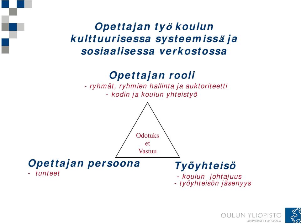 auktoriteetti - kodin ja koulun yhteistyö Opettajan persoona -