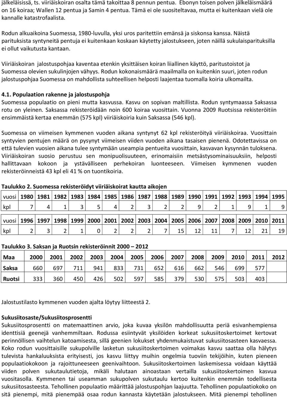 Näistä parituksista syntyneitä pentuja ei kuitenkaan koskaan käytetty jalostukseen, joten näillä sukulaisparituksilla ei ollut vaikutusta kantaan.