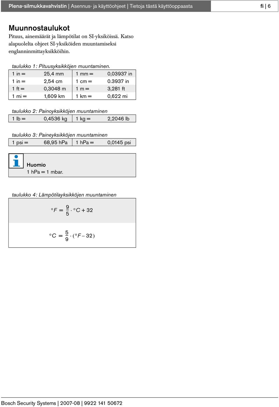 in = 25,4 mm mm =,3937 in in = 2,54 cm cm =.