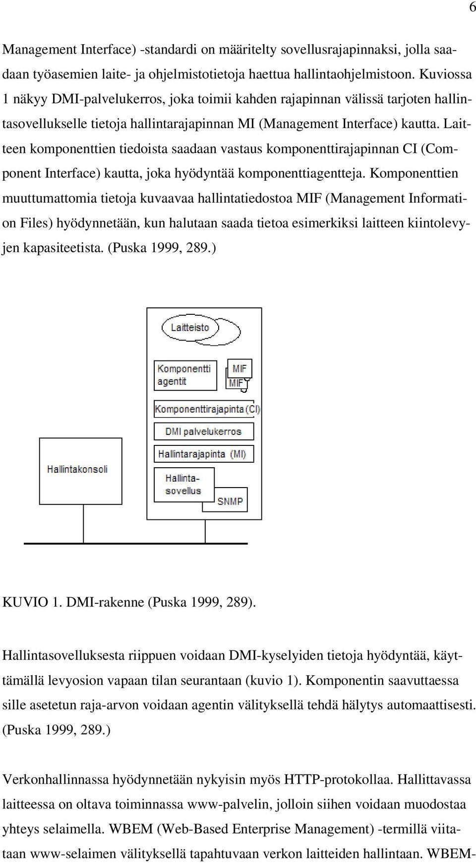 Laitteen komponenttien tiedoista saadaan vastaus komponenttirajapinnan CI (Component Interface) kautta, joka hyödyntää komponenttiagentteja.