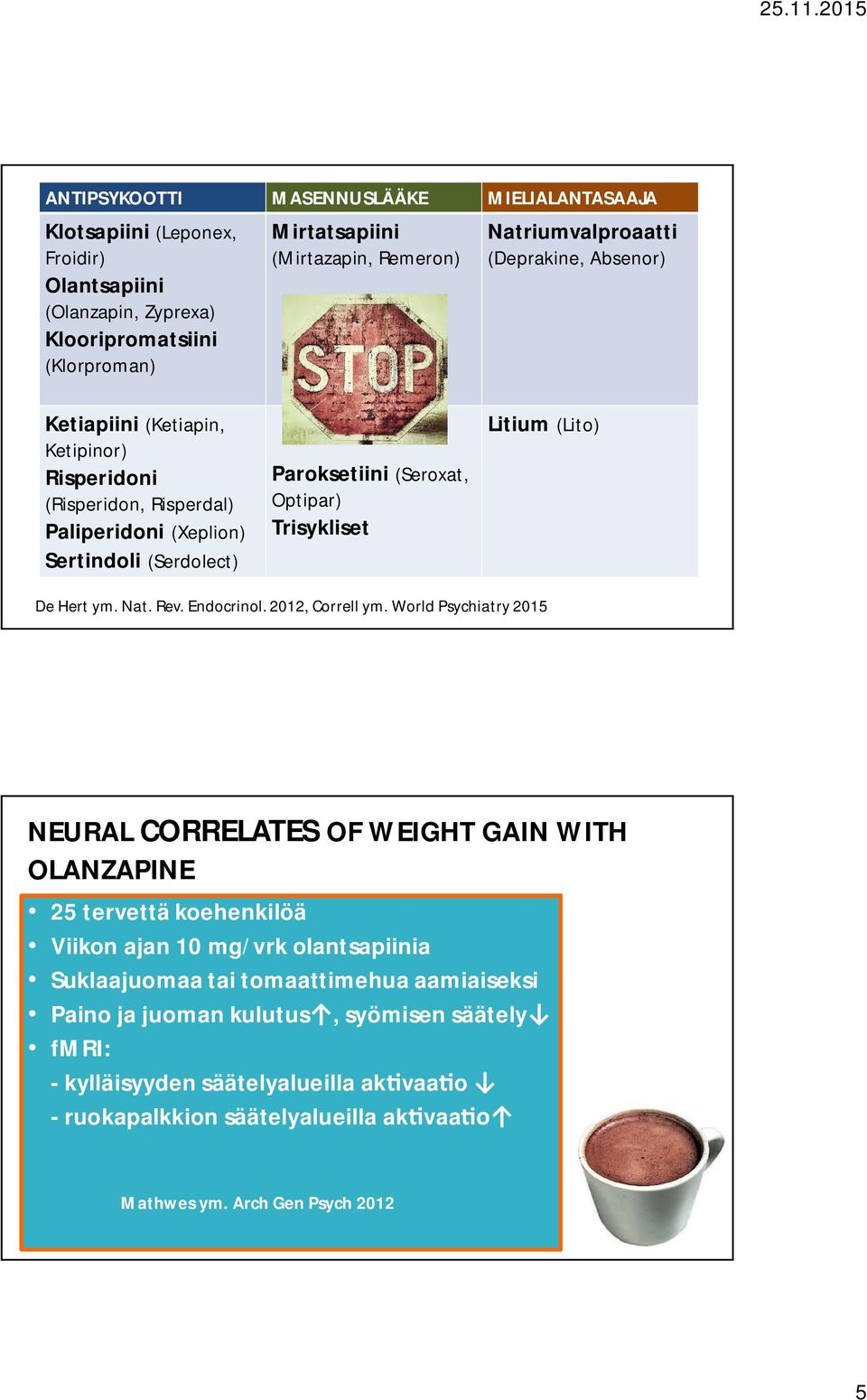 Trisykliset Litium (Lito) De Hert ym. Nat. Rev. Endocrinol. 2012, Correll ym.