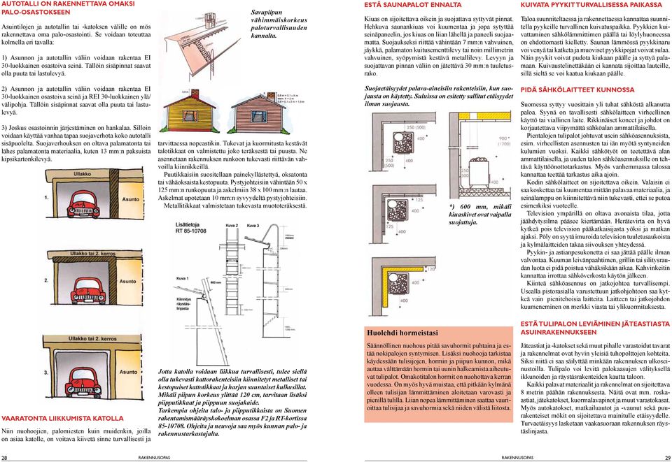 Savupiipun vähimmäiskorkeus paloturvallisuuden kannalta. ESTÄ SAUNAPALOT ENNALTA Kiuas on sijoitettava oikein ja suojattava syttyvät pinnat.