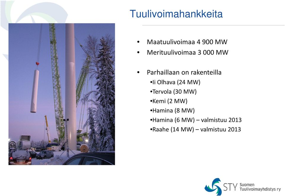 Ii Olhava (24 MW) Tervola (30 MW) Kemi (2 MW)